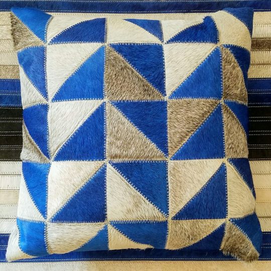 Vibrant Blue Grey Triangles Cushion Cover - hide cushion cover by The Cinnamon Room