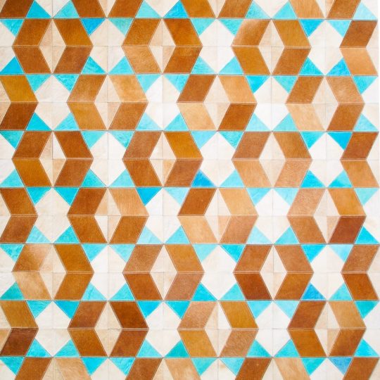 Vibrant Blue Brown Retro Hide Rug - retro rug by The Cinnamon Room